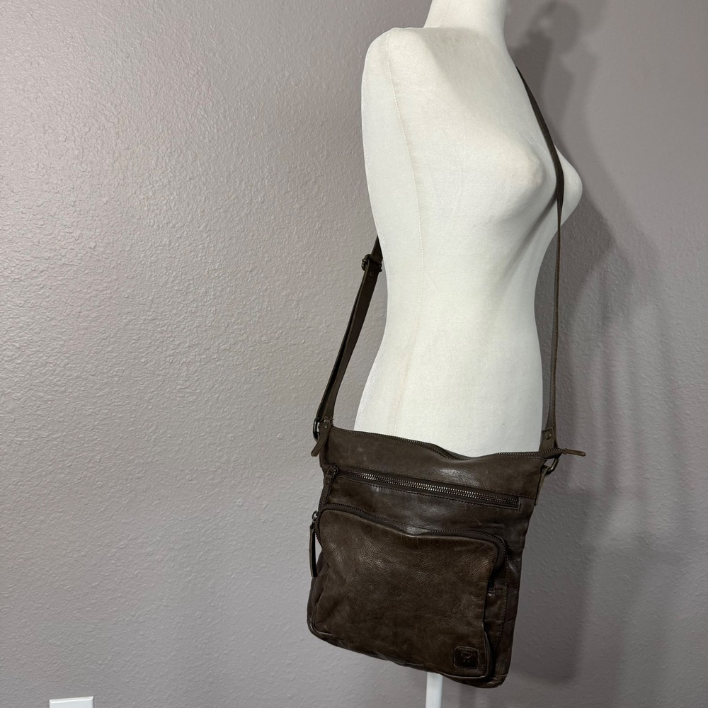 Wise Owl Women's Brown‎ Leather Multi-Zip Adjustable Strap Crossbody Bag